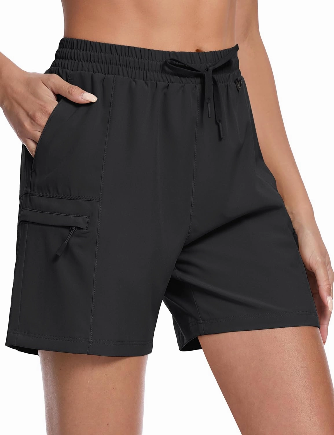 TACVASEN Women's Hiking Cargo Shorts Lightweight Water Resistant 5" Athletic Shorts with Zipper Pockets Golf Summer