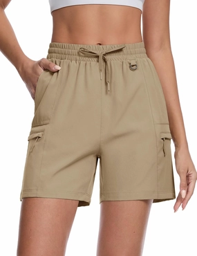 TACVASEN Women's Hiking Cargo Shorts Lightweight Water Resistant 5" Athletic Shorts with Zipper Pockets Golf Summer