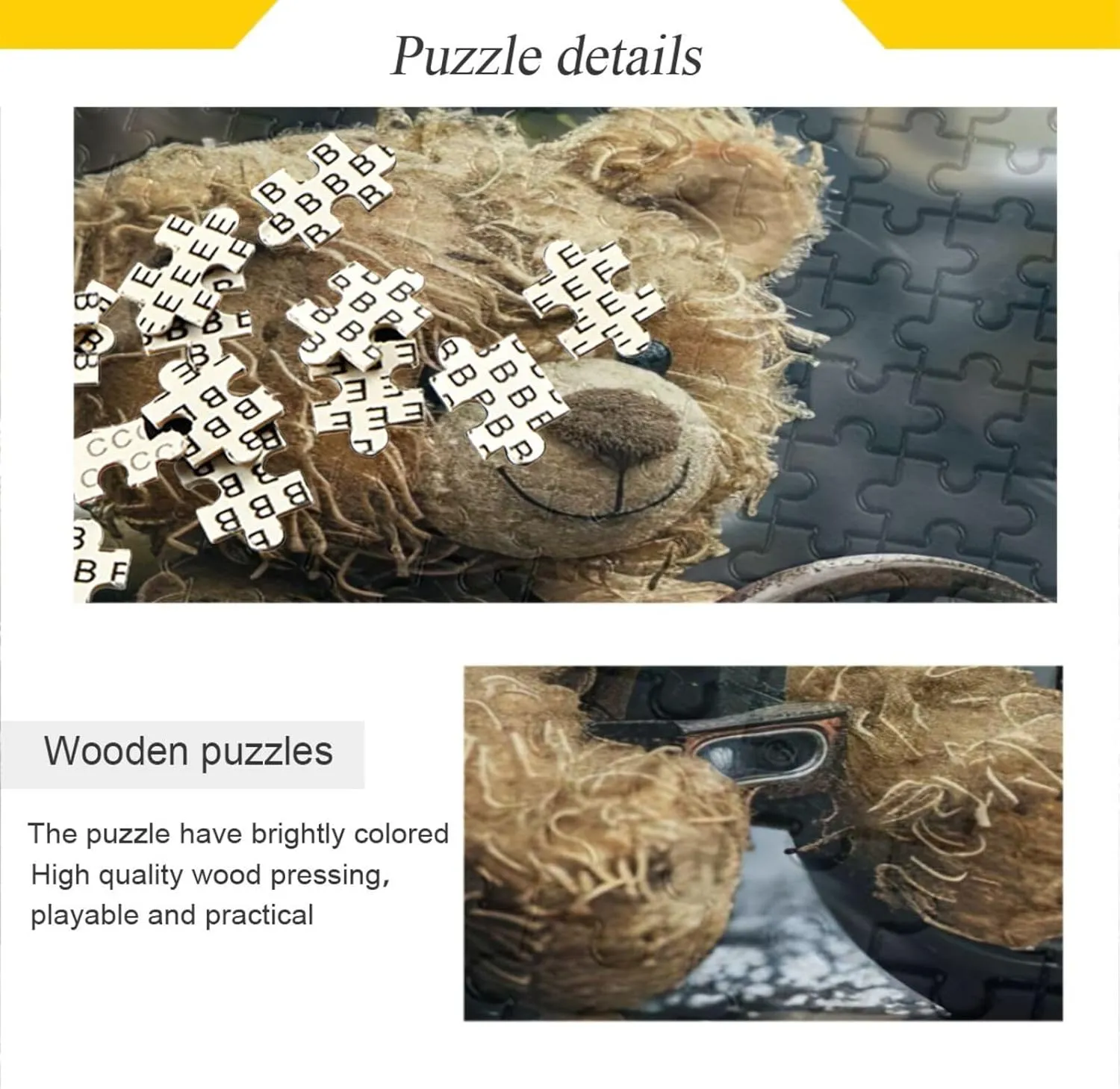 Teddy Bear Driving Car Jigsaw Puzzles Unique Jigsaw Puzzles 500 Pieces Puzzle for Adult 20.5×14.9 in