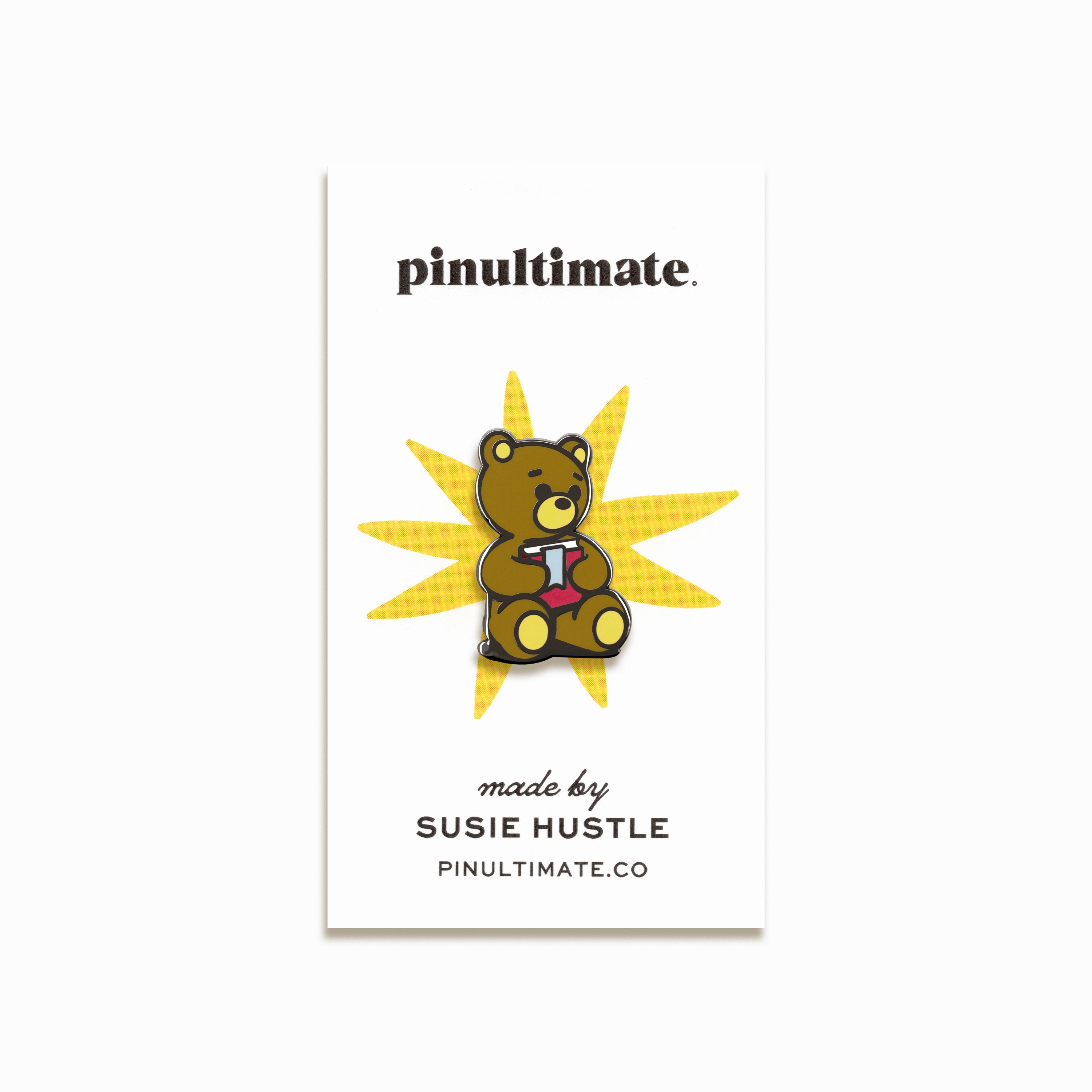 Teddy Bear Enamel Pin by Susie Hustle