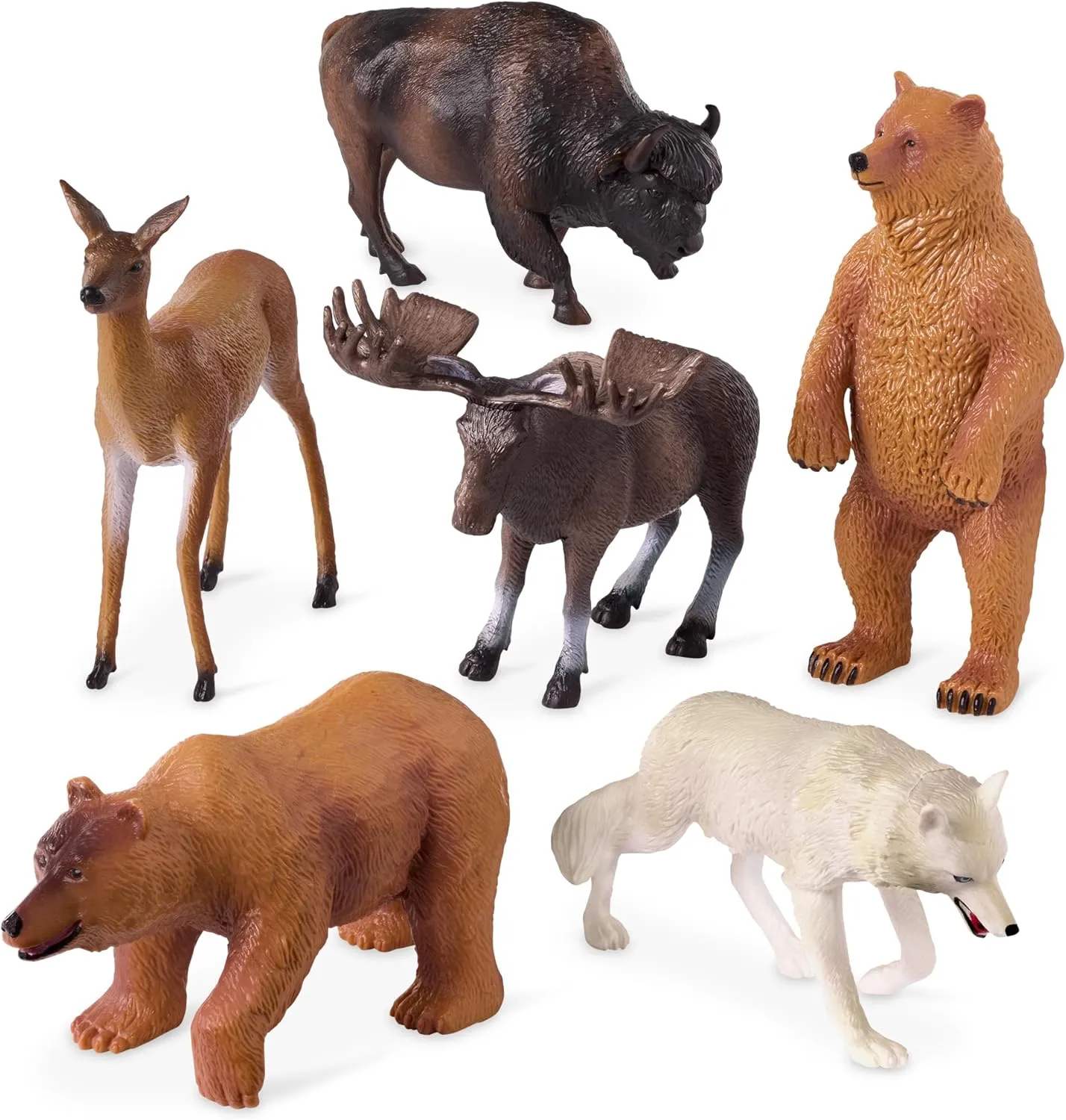 Terra by Battat – Wild Animal Figurines – 6 North American Animals – Bears, Wolf, Moose & More – Animal Toys For Kids – 3 Years   – North American Animals Set 2