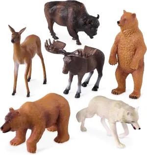 Terra by Battat – Wild Animal Figurines – 6 North American Animals – Bears, Wolf, Moose & More – Animal Toys For Kids – 3 Years   – North American Animals Set 2