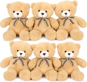 Tezituor Teddy Bears Bulk 6 Packs for Baby Shower - Small Teddy Bear Stuffed Animal Bulk 12" - Stuffed Bear Plush Toy for Wedding Birthday Christmas Party Decorations