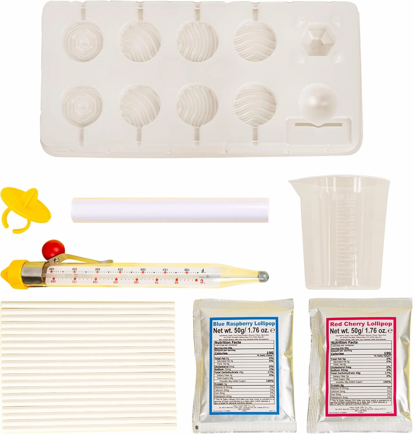 Thames & Kosmos Lollipop Lab | STEM Experiment & Activity Kit | Make Yummy Red Cherry and Blue Raspberry Lollipops & Ring Lollipops! | Explore Chemistry & Math | Includes Real Candy Thermometer