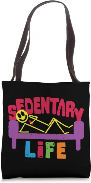 The Art of Sedentary Life Funny Stick Figure Lazy Living Art Tote Bag