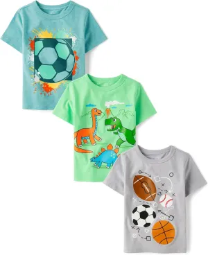 The Children's Place Baby and Toddler Boys' Assorted Everyday Short Sleeve Graphic T-Shirts, Multipack