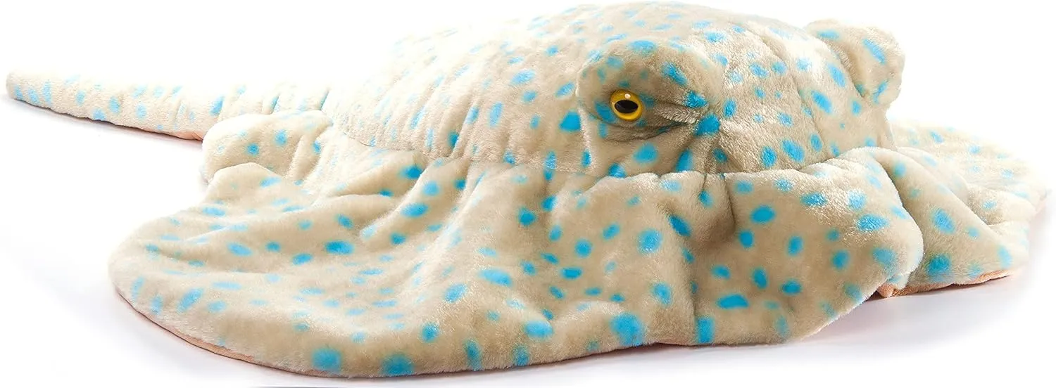 The Petting Zoo Blue Spotted Ray Animal Plushie, Gifts for Kids, Wild Onez Ocean Animals, Jumbo Stingray Plush Toy 42 inches from Tip of Tail to Head