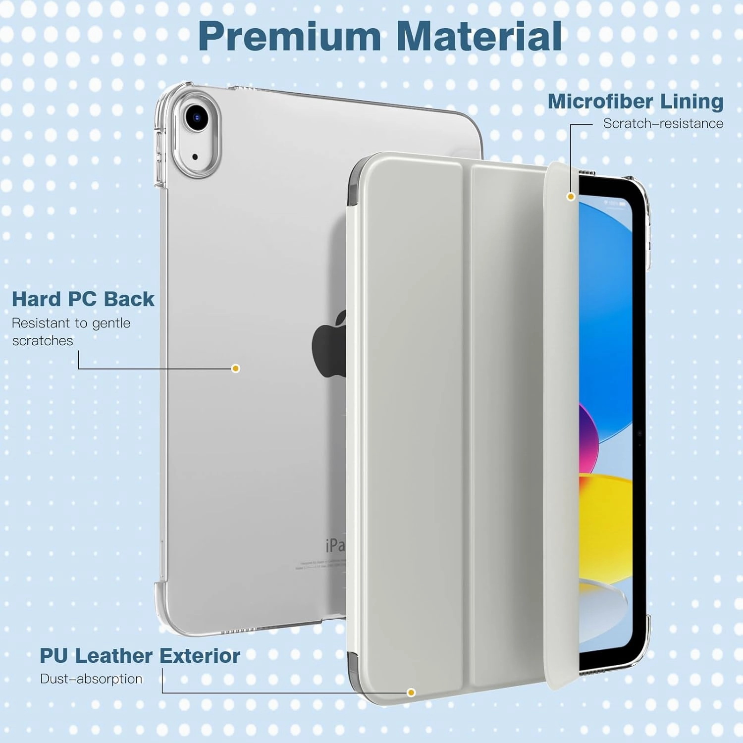 TiMOVO Case for iPad (A16) 11th Generation 11 Inch 2025/iPad 10th Generation 10.9 Inch 2022, Slim Stand Cover with Hard Translucent Back, Support Touch ID, Auto Wake/Sleep, Apricot Gray