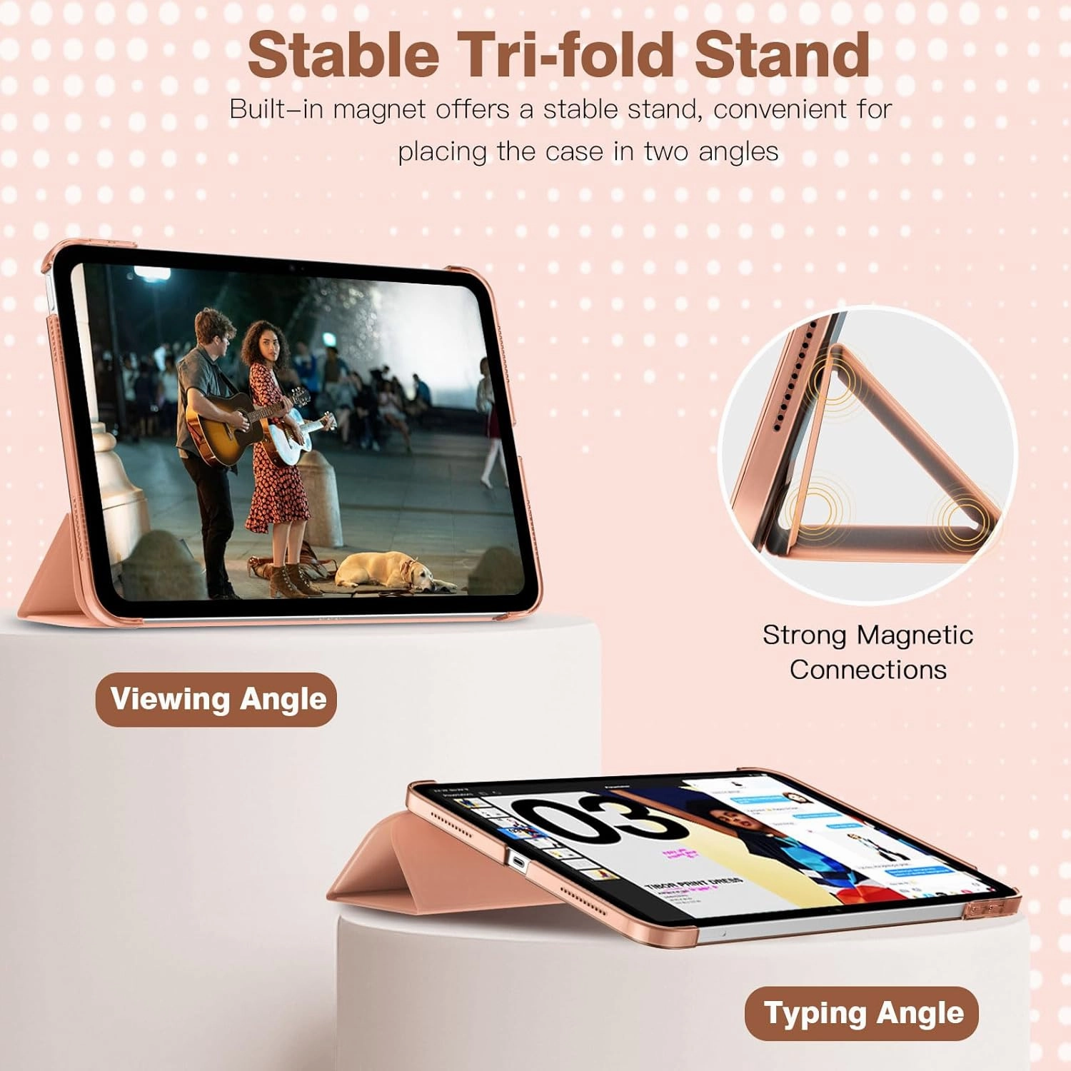 TiMOVO Case for iPad (A16) 11th Generation 11 Inch 2025/iPad 10th Generation 10.9 Inch 2022, Slim Stand Cover with Hard Translucent Back, Support Touch ID, Auto Wake/Sleep, Apricot Orange