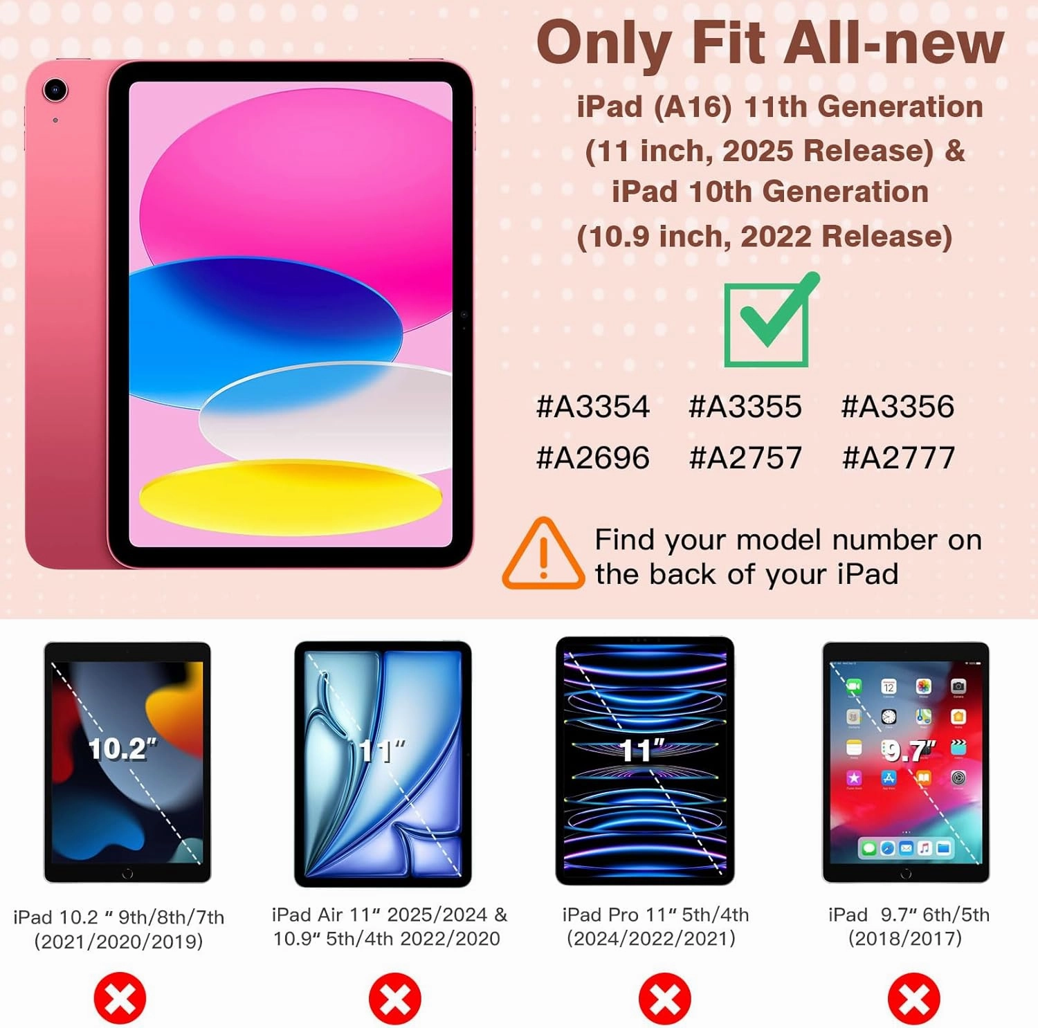 TiMOVO Case for iPad (A16) 11th Generation 11 Inch 2025/iPad 10th Generation 10.9 Inch 2022, Slim Stand Cover with Hard Translucent Back, Support Touch ID, Auto Wake/Sleep, Apricot Orange