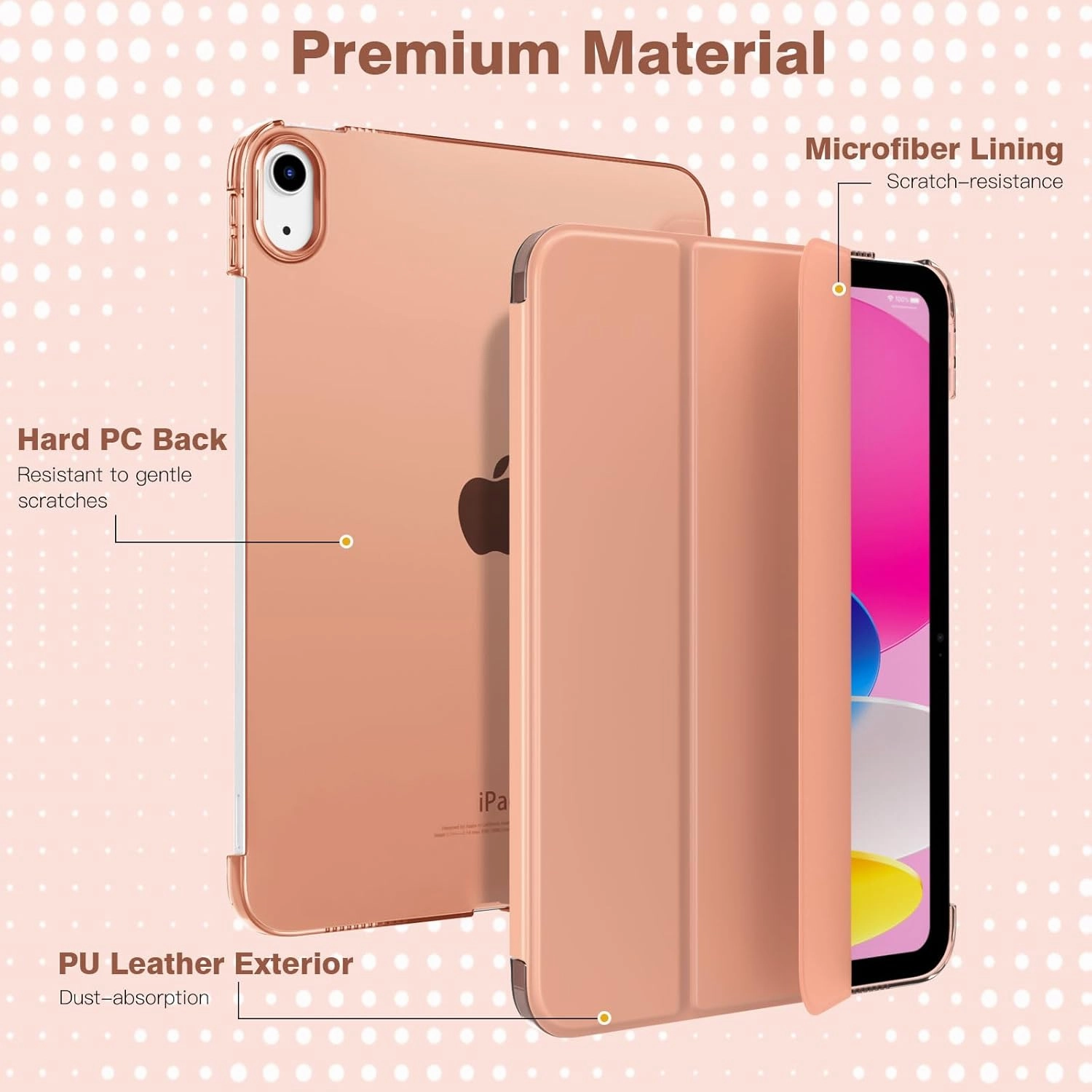 TiMOVO Case for iPad (A16) 11th Generation 11 Inch 2025/iPad 10th Generation 10.9 Inch 2022, Slim Stand Cover with Hard Translucent Back, Support Touch ID, Auto Wake/Sleep, Apricot Orange