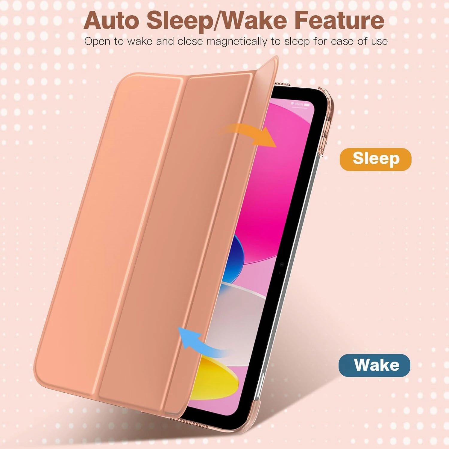 TiMOVO Case for iPad (A16) 11th Generation 11 Inch 2025/iPad 10th Generation 10.9 Inch 2022, Slim Stand Cover with Hard Translucent Back, Support Touch ID, Auto Wake/Sleep, Apricot Orange