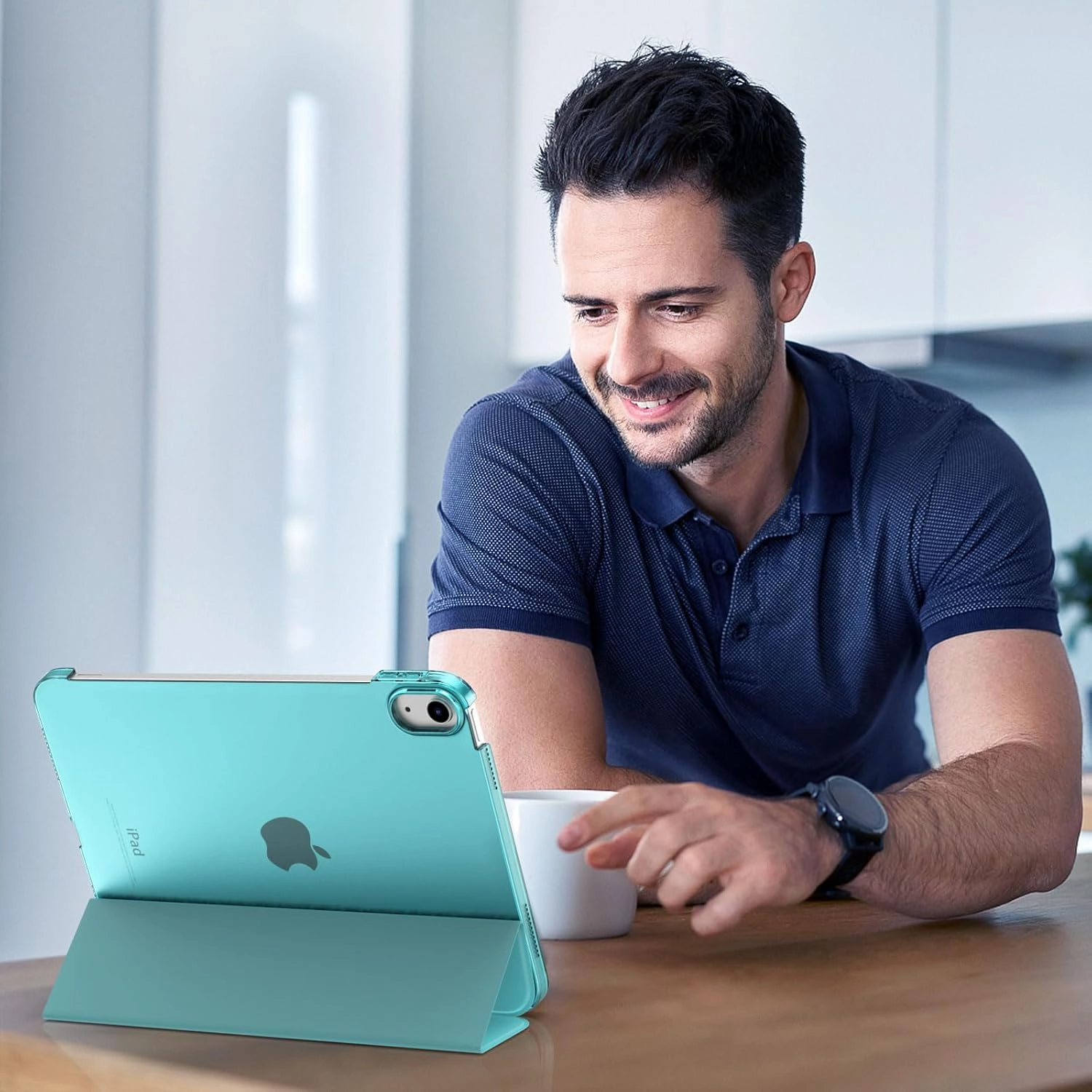 TiMOVO Case for iPad (A16) 11th Generation 11 Inch 2025/iPad 10th Generation 10.9 Inch 2022, Slim Stand Cover with Hard Translucent Back, Support Touch ID, Auto Wake/Sleep, Azure