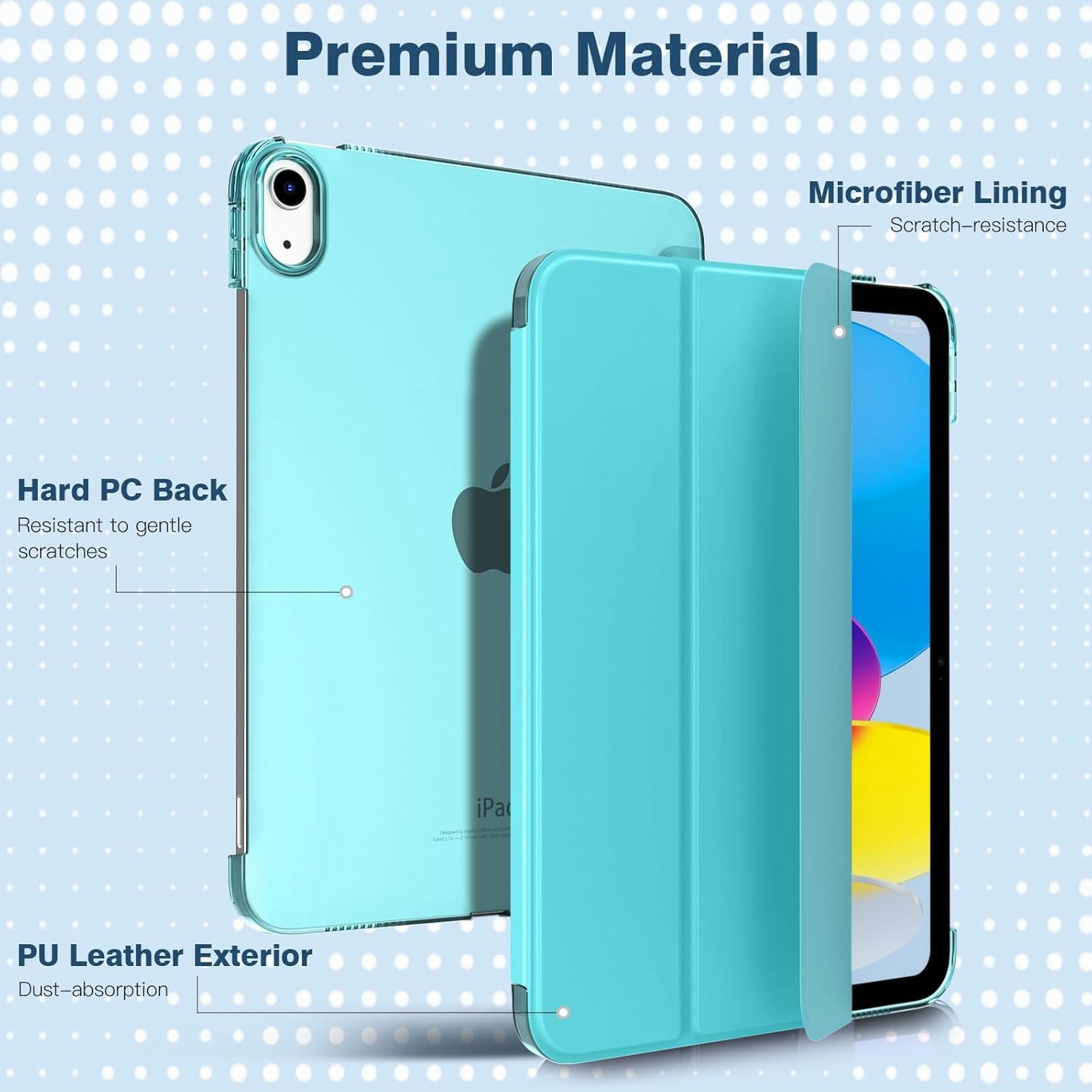 TiMOVO Case for iPad (A16) 11th Generation 11 Inch 2025/iPad 10th Generation 10.9 Inch 2022, Slim Stand Cover with Hard Translucent Back, Support Touch ID, Auto Wake/Sleep, Azure