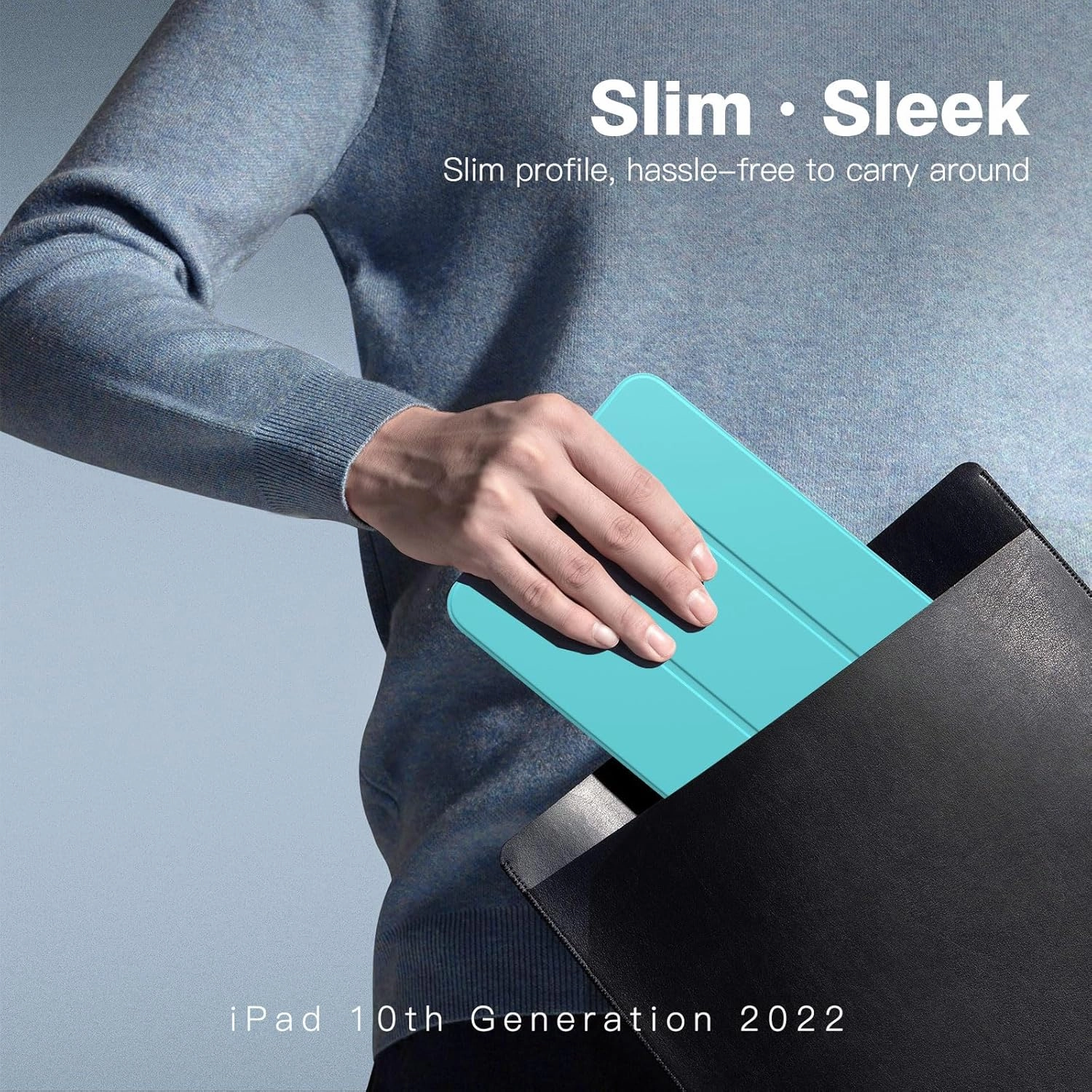TiMOVO Case for iPad (A16) 11th Generation 11 Inch 2025/iPad 10th Generation 10.9 Inch 2022, Slim Stand Cover with Hard Translucent Back, Support Touch ID, Auto Wake/Sleep, Azure
