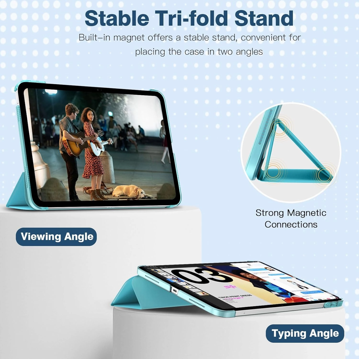 TiMOVO Case for iPad (A16) 11th Generation 11 Inch 2025/iPad 10th Generation 10.9 Inch 2022, Slim Stand Cover with Hard Translucent Back, Support Touch ID, Auto Wake/Sleep, Azure