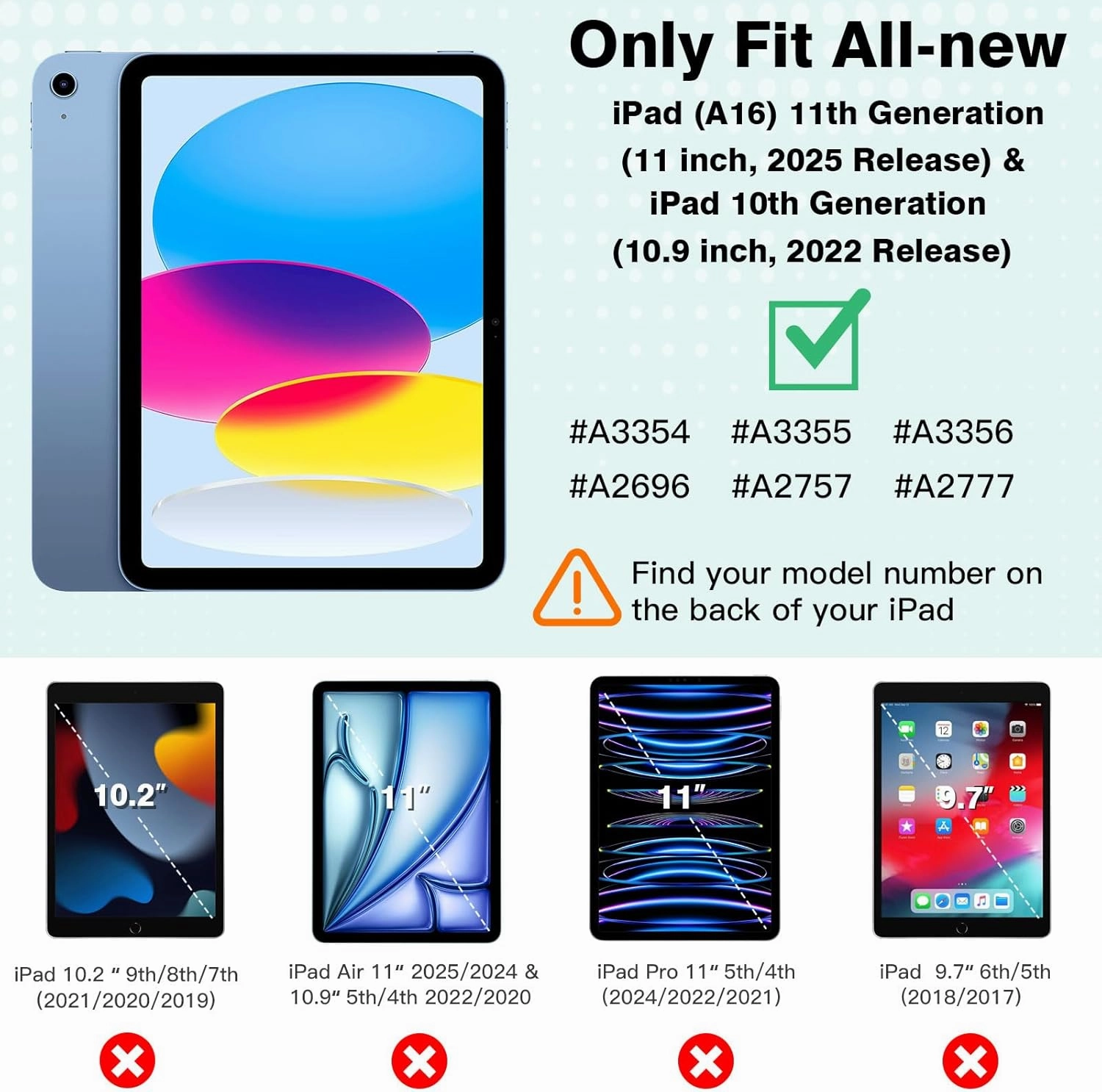 TiMOVO Case for iPad (A16) 11th Generation 11 Inch 2025/iPad 10th Generation 10.9 Inch 2022, Slim Stand Cover with Hard Translucent Back, Support Touch ID, Auto Wake/Sleep, Azure