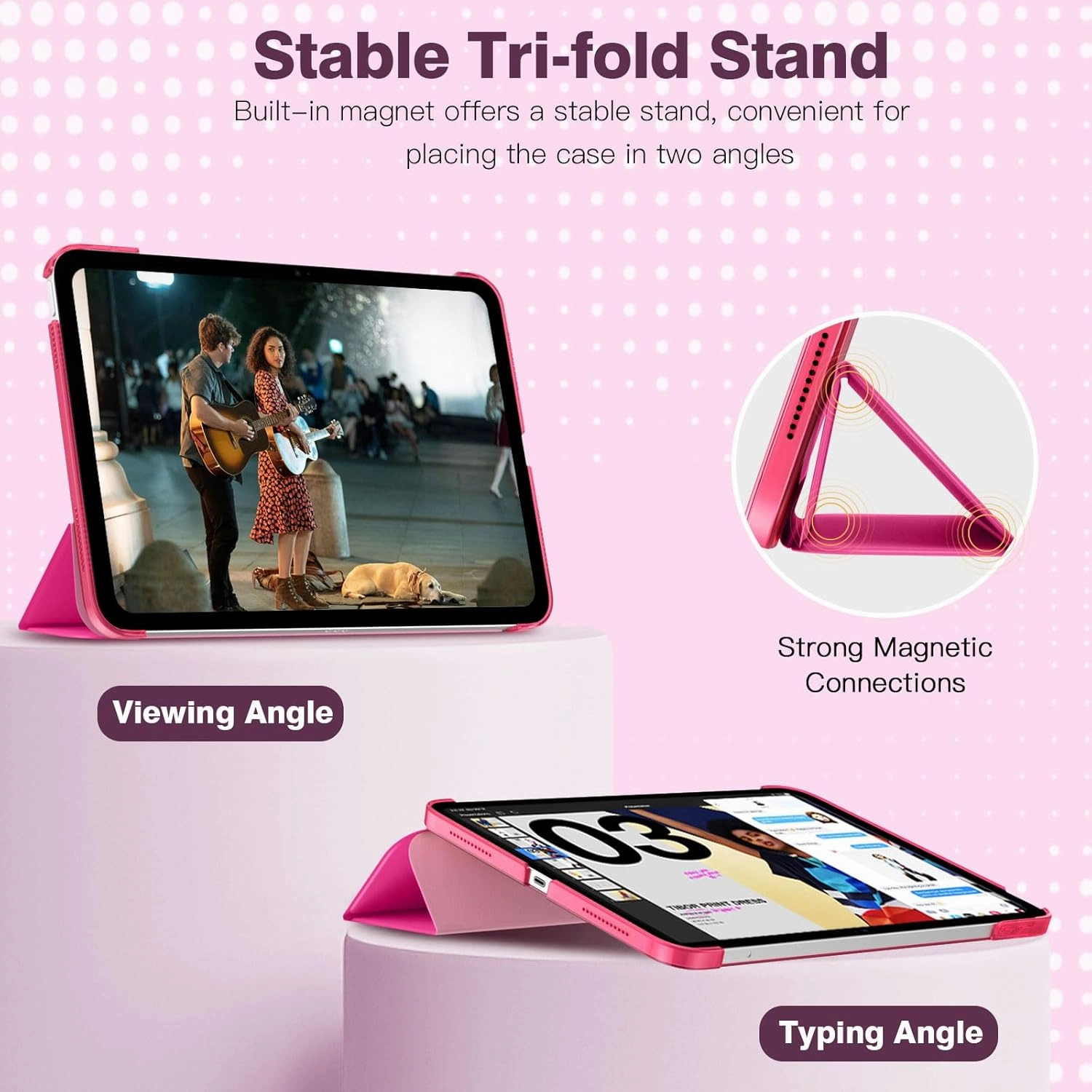 TiMOVO Case for iPad (A16) 11th Generation 11 Inch 2025/iPad 10th Generation 10.9 Inch 2022, Slim Stand Cover with Hard Translucent Back, Support Touch ID, Auto Wake/Sleep, Begonia Red