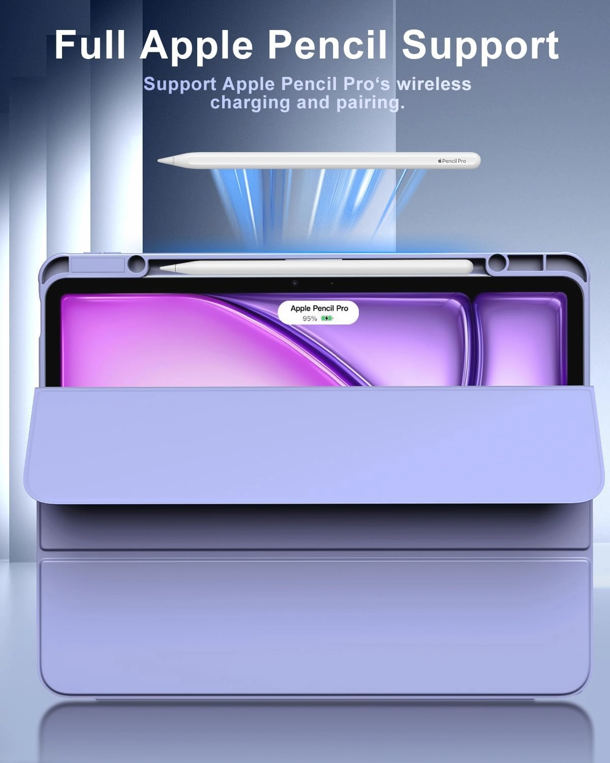 TiMOVO Case for New iPad Air 13 inch (M3/M2-2025/2024) with Pencil Holder, Slim Stand Protective Cover with Clear Transparent Back Shell for iPad Air 13 inch, Auto Wake/Sleep, Lavender Purple
