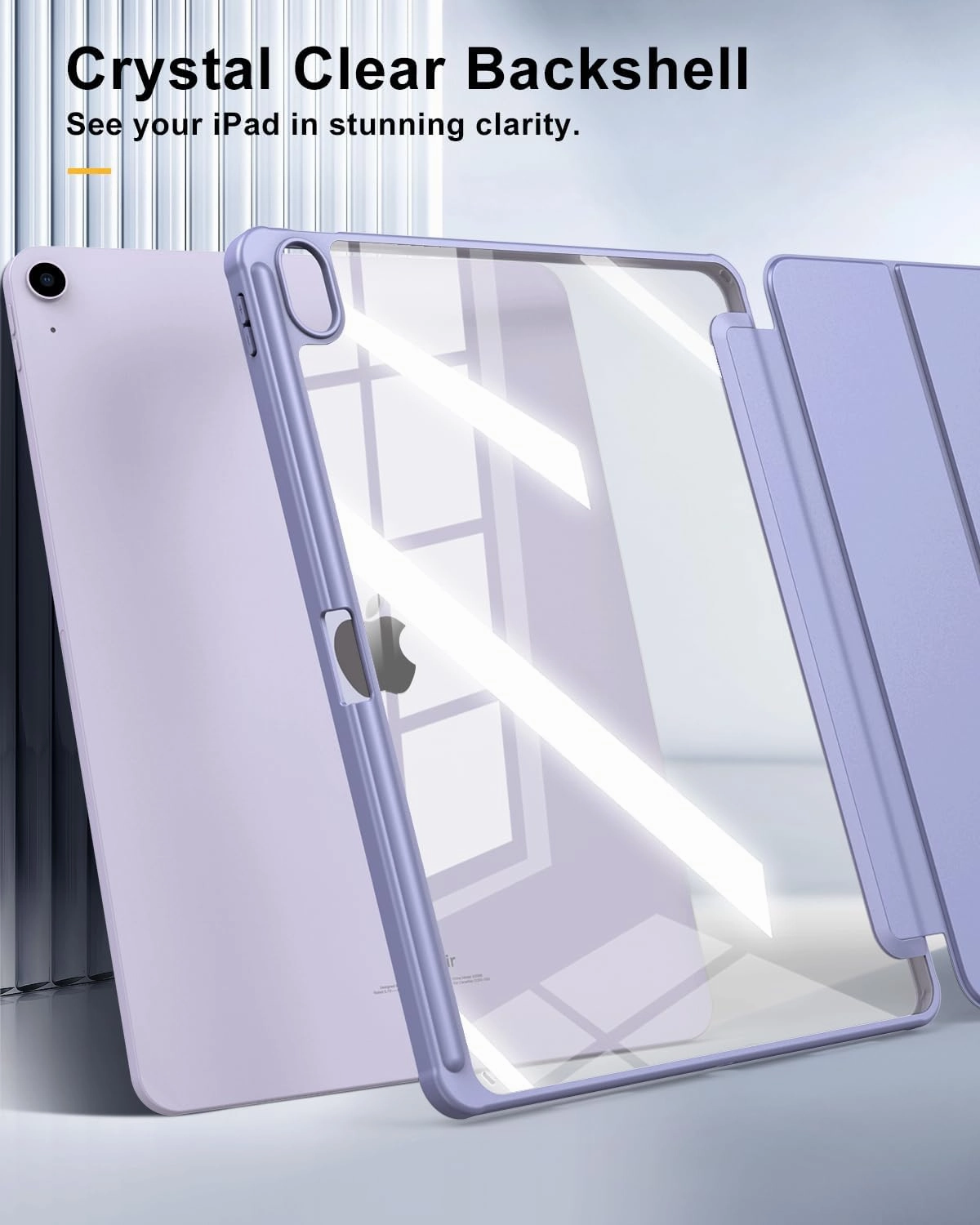 TiMOVO Case for New iPad Air 13 inch (M3/M2-2025/2024) with Pencil Holder, Slim Stand Protective Cover with Clear Transparent Back Shell for iPad Air 13 inch, Auto Wake/Sleep, Lavender Purple