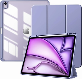 TiMOVO Case for New iPad Air 13 inch (M3/M2-2025/2024) with Pencil Holder, Slim Stand Protective Cover with Clear Transparent Back Shell for iPad Air 13 inch, Auto Wake/Sleep, Lavender Purple