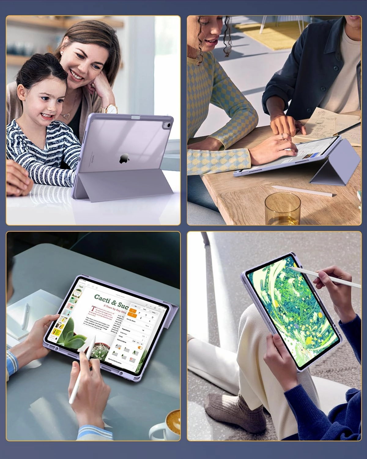 TiMOVO Case for New iPad Air 13 inch (M3/M2-2025/2024) with Pencil Holder, Slim Stand Protective Cover with Clear Transparent Back Shell for iPad Air 13 inch, Auto Wake/Sleep, Taro Purple