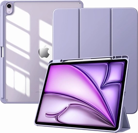 TiMOVO Case for New iPad Air 13 inch (M3/M2-2025/2024) with Pencil Holder, Slim Stand Protective Cover with Clear Transparent Back Shell for iPad Air 13 inch, Auto Wake/Sleep, Taro Purple