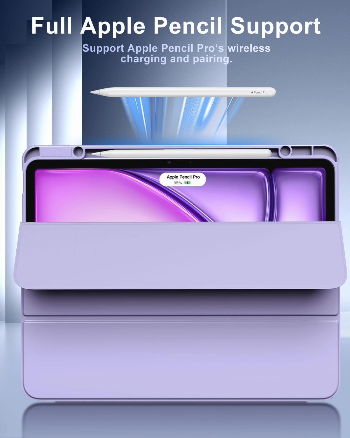 TiMOVO Case for New iPad Air 13 inch (M3/M2-2025/2024) with Pencil Holder, Slim Stand Protective Cover with Clear Transparent Back Shell for iPad Air 13 inch, Auto Wake/Sleep, Taro Purple
