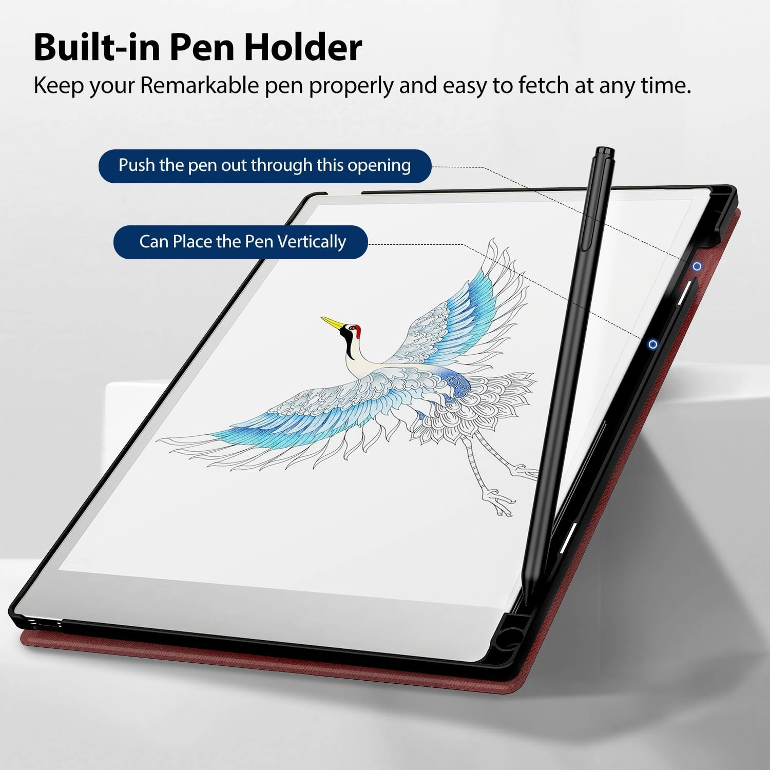 TiMOVO Case for Remarkable Paper Pro 11.8 Inch 2024, Multiple Viewing Angles Folding Book Folio Case with Pen Holder for Remarkable Paper Pro Color Tablet, Support Auto Wake/Sleep, Wine Red