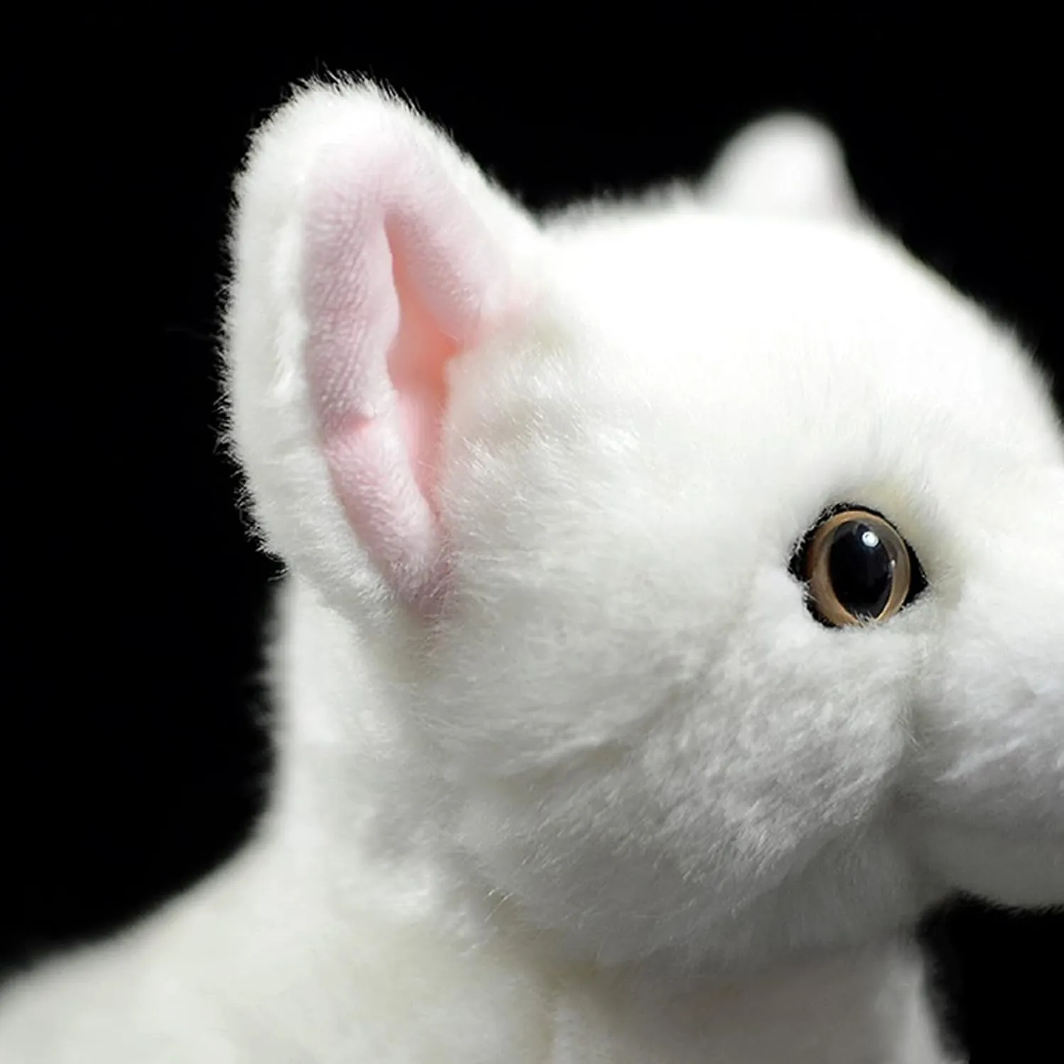 Tiny Heart Simulated White cat Plush Toys, Soft Cute Realistic White cat Stuffed Animal Dolls Home Decorations for Kids Girls Gifts for All Occasions and Ages