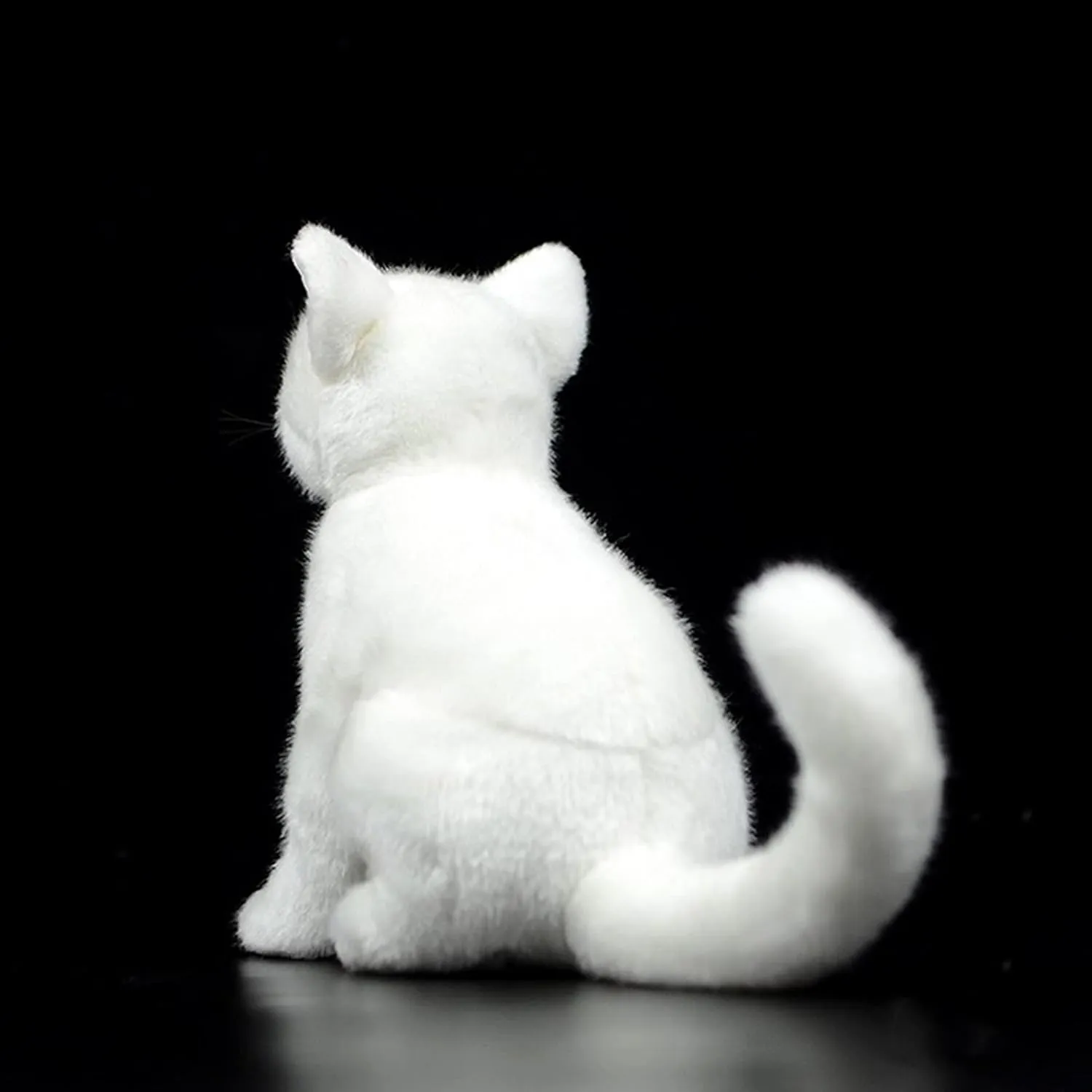 Tiny Heart Simulated White cat Plush Toys, Soft Cute Realistic White cat Stuffed Animal Dolls Home Decorations for Kids Girls Gifts for All Occasions and Ages