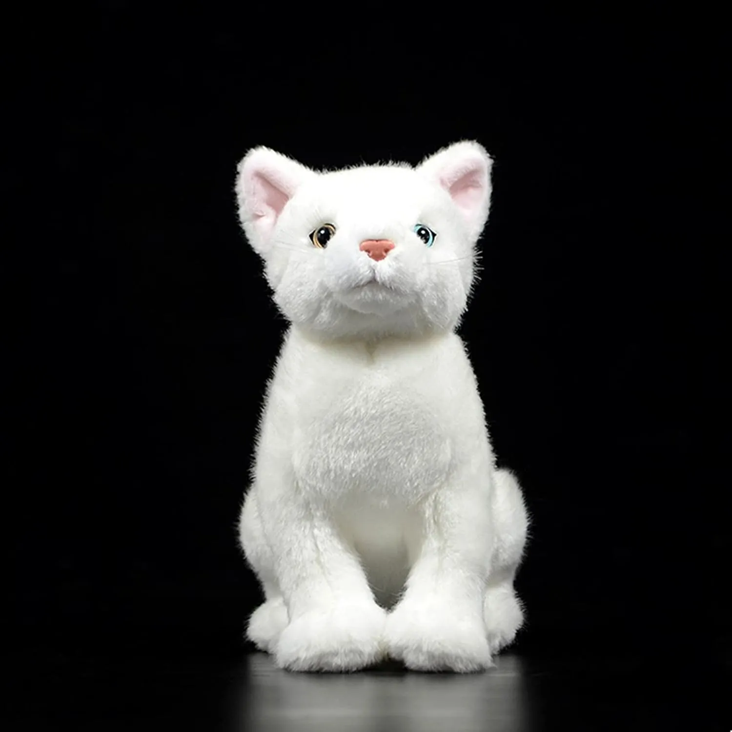 Tiny Heart Simulated White cat Plush Toys, Soft Cute Realistic White cat Stuffed Animal Dolls Home Decorations for Kids Girls Gifts for All Occasions and Ages