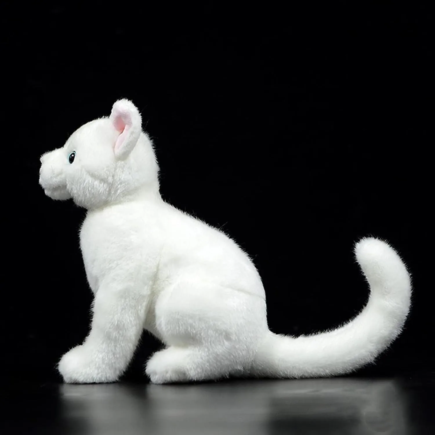 Tiny Heart Simulated White cat Plush Toys, Soft Cute Realistic White cat Stuffed Animal Dolls Home Decorations for Kids Girls Gifts for All Occasions and Ages