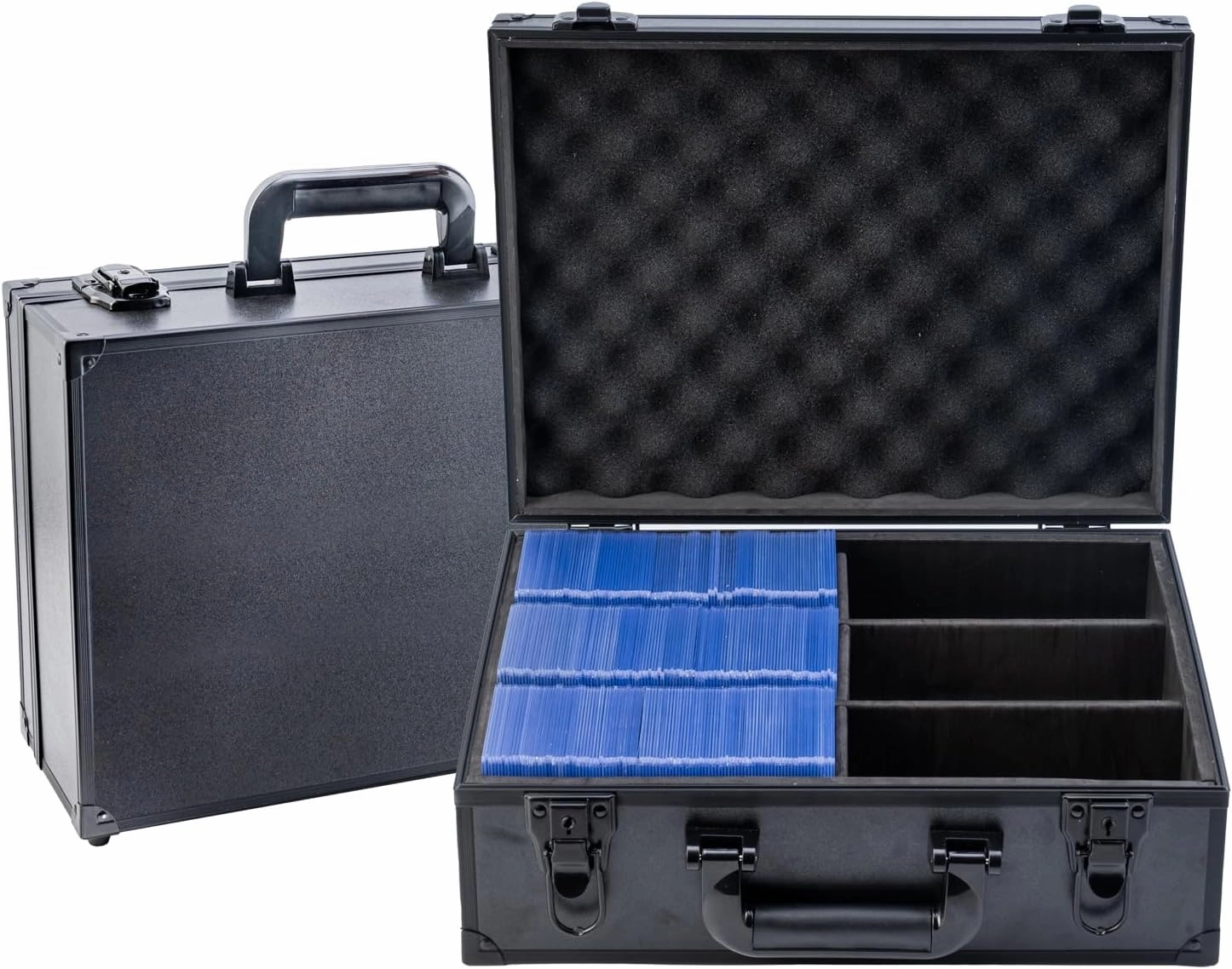 Toploader Storage Box,Trading Card Case Sports Card Storage Box with Key Lock,Top Loader Storage Hard Cases,Sports Cards Case for 3" X 4" 35pt Rigid Cards,(Holds 600  Toploaders) Black