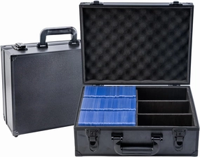 Toploader Storage Box,Trading Card Case Sports Card Storage Box with Key Lock,Top Loader Storage Hard Cases,Sports Cards Case for 3" X 4" 35pt Rigid Cards,(Holds 600  Toploaders) Black