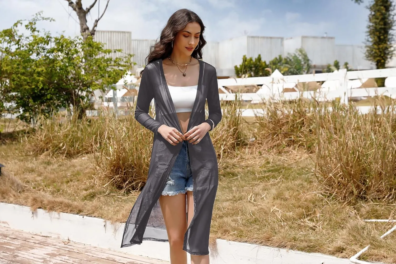 Totatuit Long Summer Cardigan for Women Lightweight Open Front Tops Solid Duster Swimwear Beach Cover Up