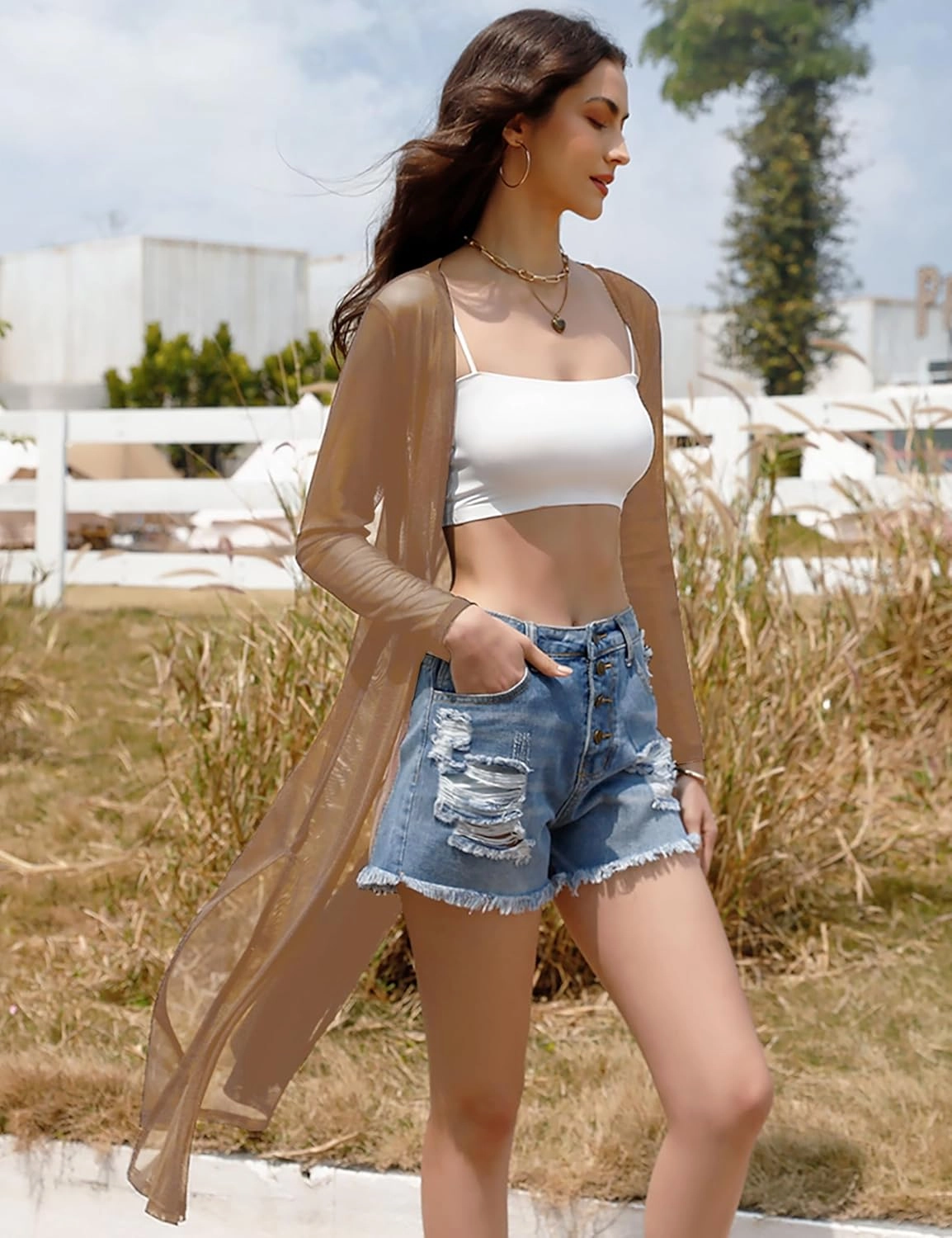 Totatuit Long Summer Cardigan for Women Lightweight Open Front Tops Solid Duster Swimwear Beach Cover Up