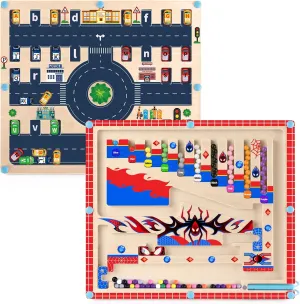 Toys for Boys 2 in 1 Montessori Toys Magnetic Color and Number Maze for Toddler Boys Gifts Magnetic Alphabet Maze ABC Alphabet Learning Preschool Learning Activities Toddler Busy Board Game