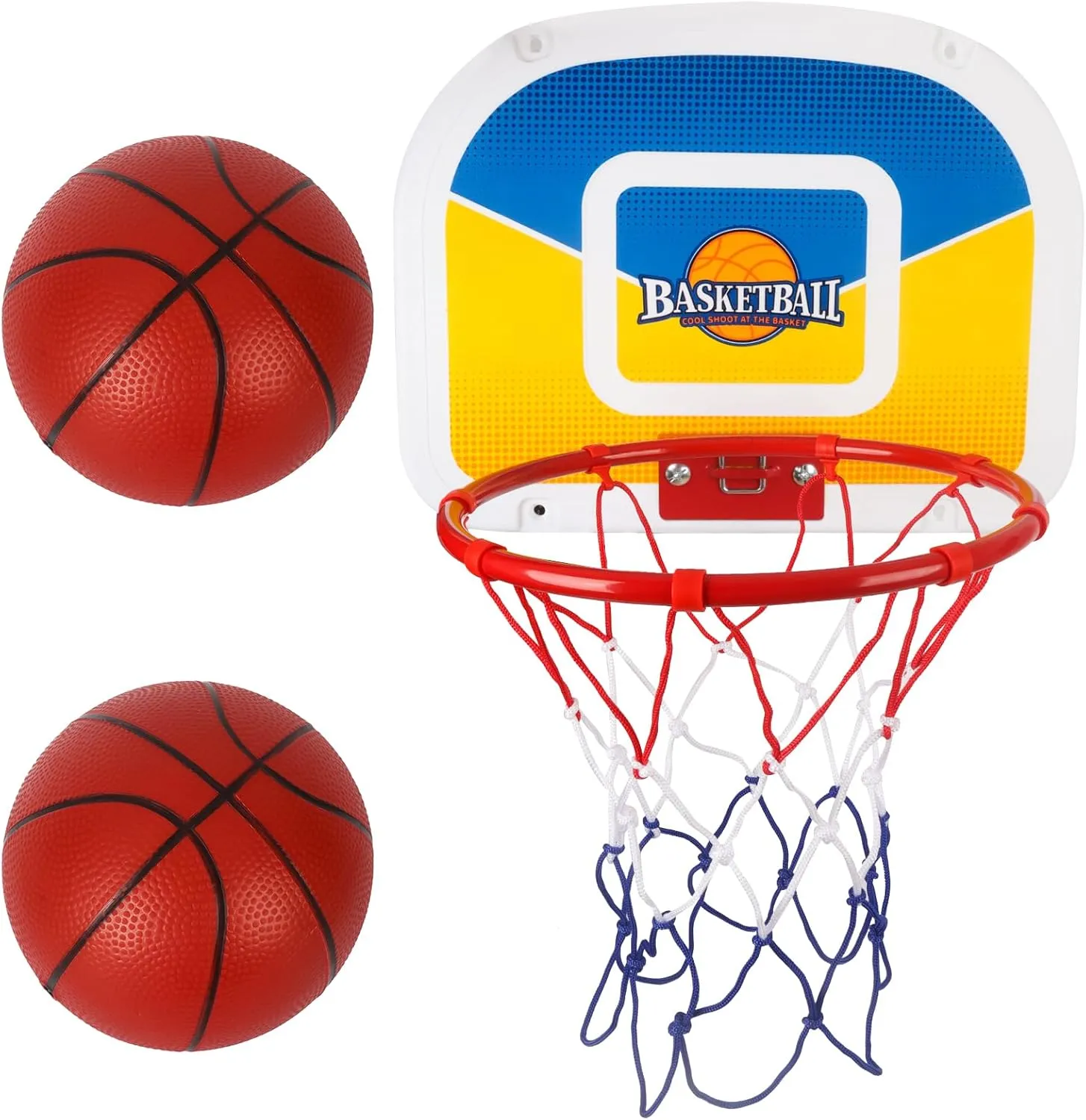 Trampoline Basketball Hoop with 2 Mini Basketball Easy to Install, Upgraded Basketball Hoop for Trampoline Dunk, Fit for Straight Pole,for Indoor and Outdoor Use