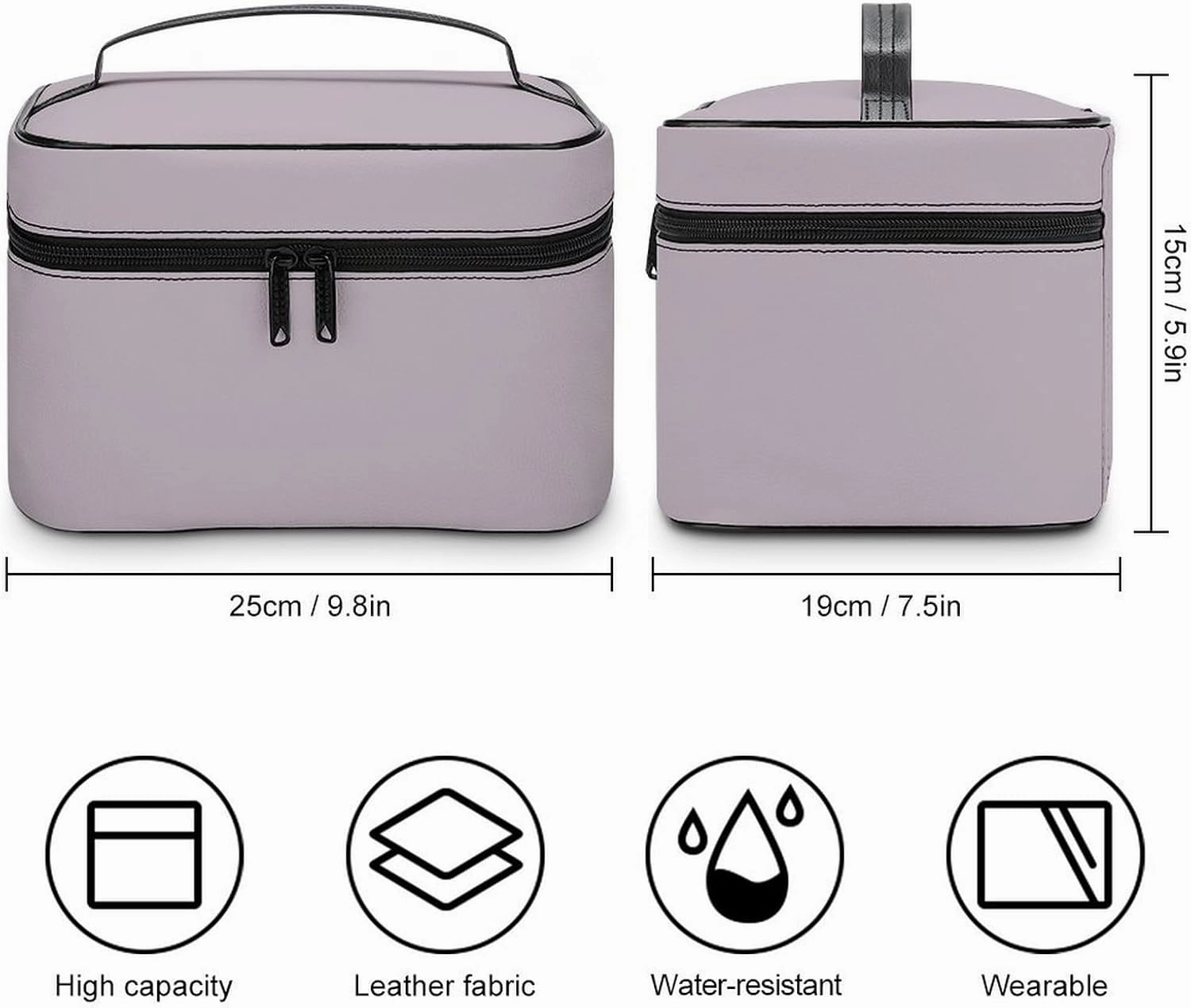 Travel Makeup Bag, Simple Stylish Chic Dusty Lilac Cosmetic Bags for Women Large Capacity Waterproof Toiletry Bag Make up Organizer