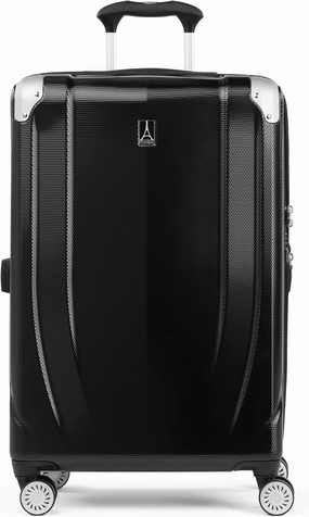 Travelpro Pathways 3 Hardside Expandable Luggage, 8 Spinner Wheels, Lightweight Hard Shell Suitcase, Checked Medium 25 Inch, Black Knight