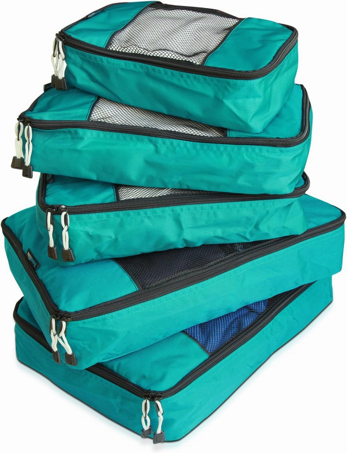 TravelWise Luggage Packing Organization Cubes 5 Pack, Teal, 2 Small, 2 Medium, 1 Large (TWPC-24)