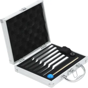 Tuning Fork Set of 6 (UT 396 Hz, RE 417 Hz, MI 528 Hz, SOL 639 HZ, FA 741 HZ, LA 852 HZ) for Sound, Musical Instrument, with Wooden Hammer and Soft Storage Bag