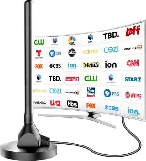 TV Antenna 2025 Digital TV Antenna Indoor with Strong Magnetic Base, 360°&Long Range Reception for Local Channels, Easy Installation Support 4K 1080p for Free Local Channels (DT012-11)