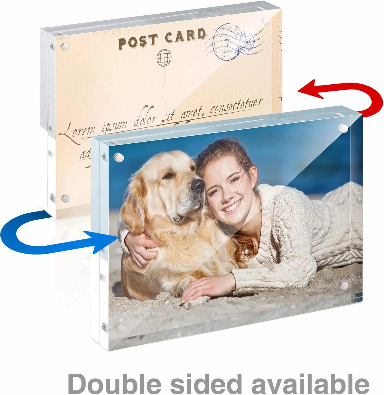 TWING 5 x 7 Inch 5 Pack Acrylic Photo Frame Horizontal Magnet Double Sided Acrylic Frames Set with Microfiber Cloth,12   12MM Thickness Clear Picture Frame Desktop Display Gift Ideal