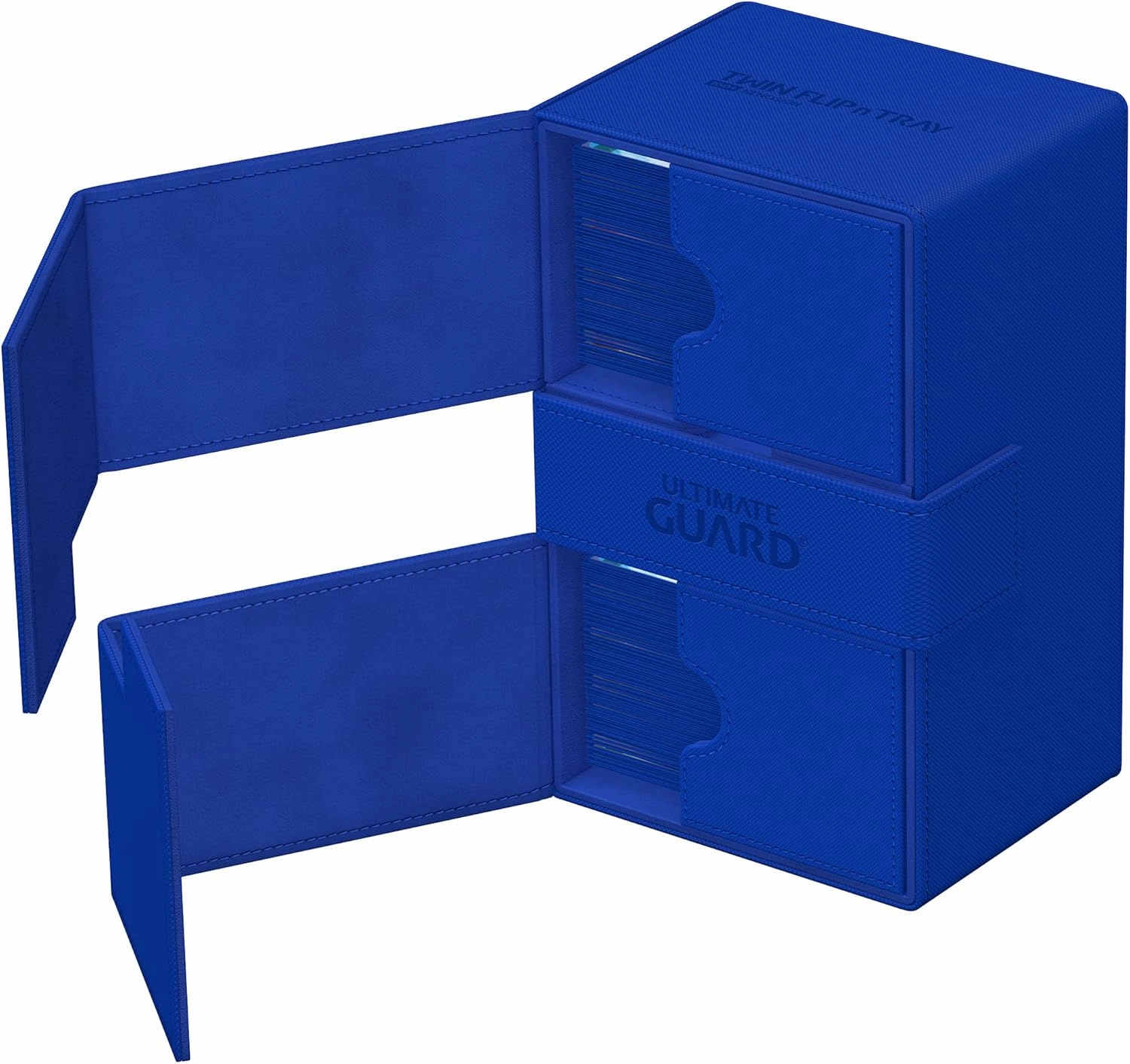 Ultimate Guard Twin Flip'n'Tray 160 , Deck Case for 160 Double-Sleeved TCG Cards   Dice Tray, Blue, Independent Magnetic Closure & Microfiber Inner Lining