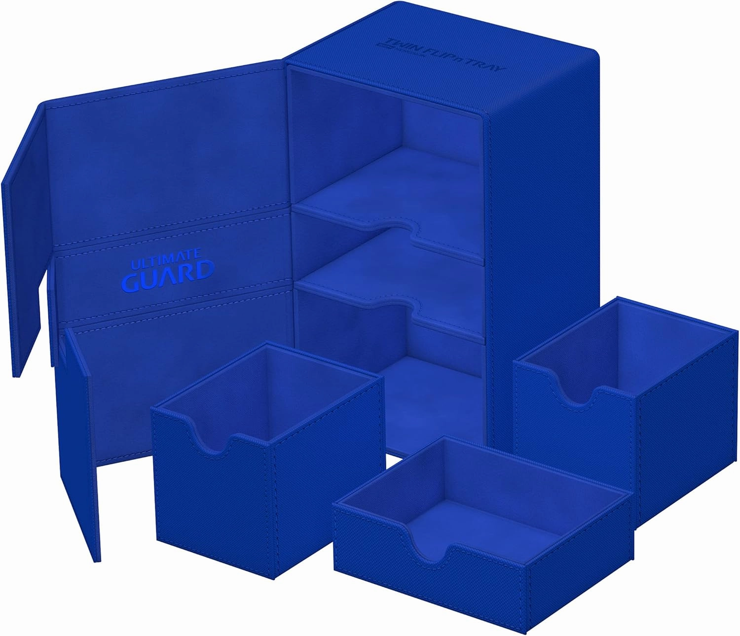 Ultimate Guard Twin Flip'n'Tray 160 , Deck Case for 160 Double-Sleeved TCG Cards   Dice Tray, Blue, Independent Magnetic Closure & Microfiber Inner Lining