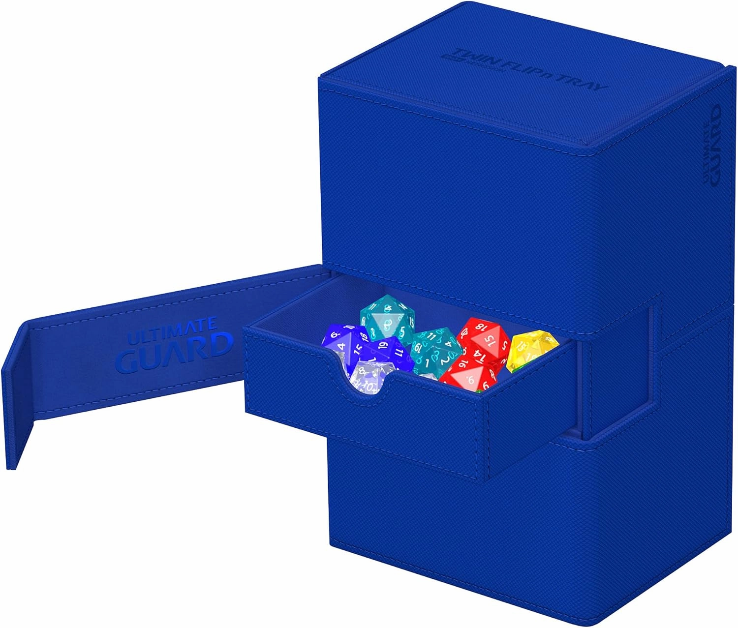 Ultimate Guard Twin Flip'n'Tray 160 , Deck Case for 160 Double-Sleeved TCG Cards   Dice Tray, Blue, Independent Magnetic Closure & Microfiber Inner Lining