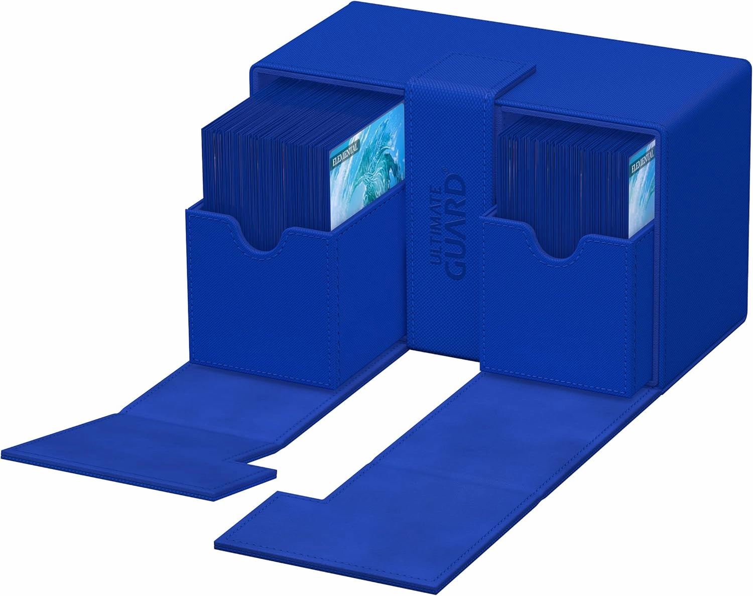Ultimate Guard Twin Flip'n'Tray 160 , Deck Case for 160 Double-Sleeved TCG Cards   Dice Tray, Blue, Independent Magnetic Closure & Microfiber Inner Lining