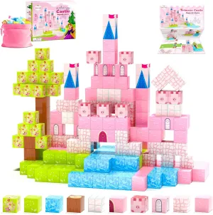Updated Magnetic Blocks-Princess Castle, Creative Magnetic Building Blocks Toddler Toys, Birthday Gifts for Kids 3  Years Old, STEM Montessori Sensory Toy for Boys & Girls Age 3-4 4-5 6-8